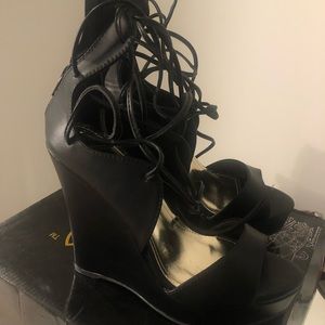 Black Wedge Sandals